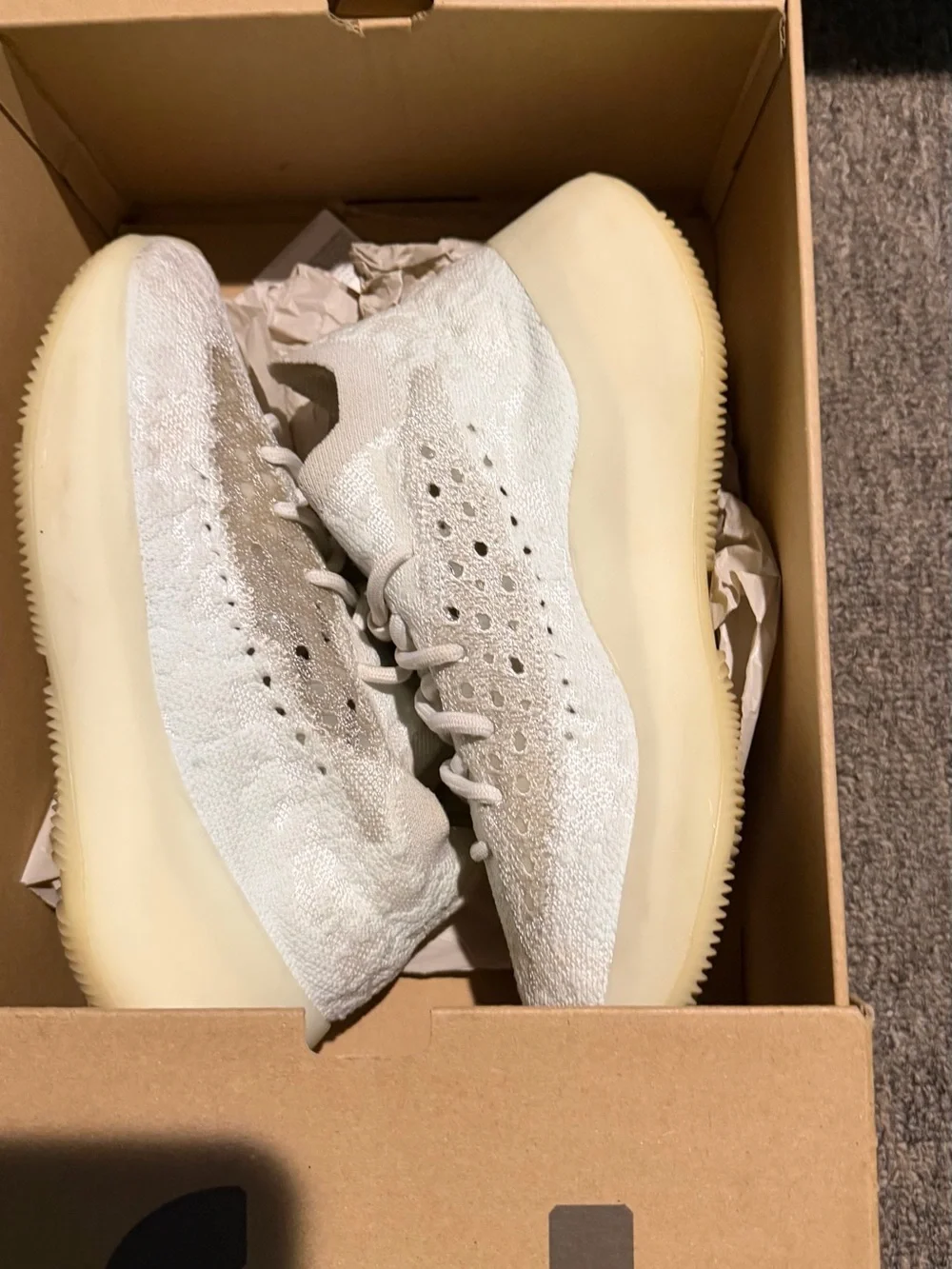 adidas Women's Knit Sneaker in Off-White and Cream